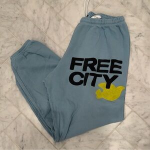 Freecity OG blue Joggers with Black Logo sweatpants size medium